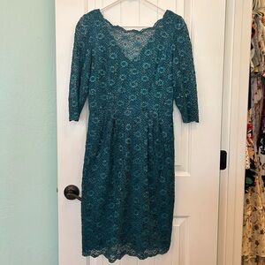 Alex Evenings Elegant Teal Lace Dress